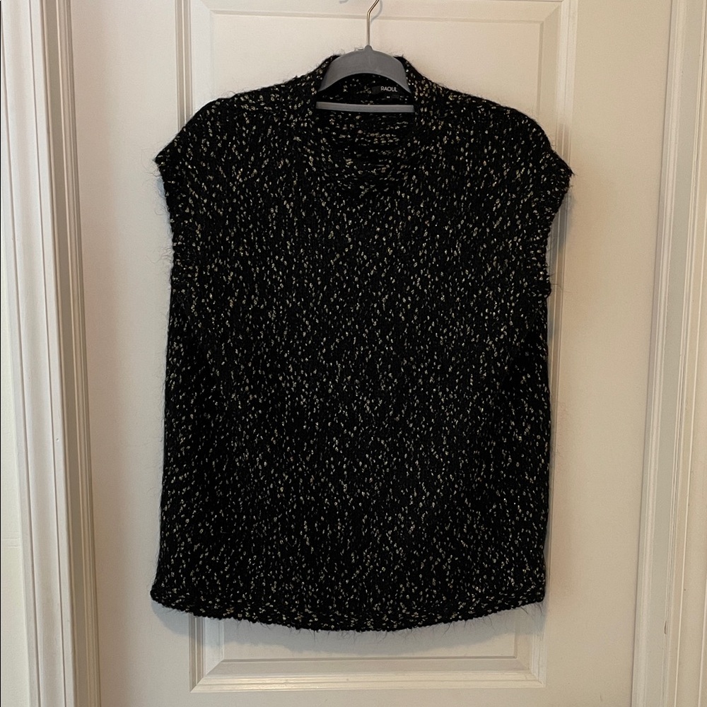 Raoul Black and Gold Textured Blouse